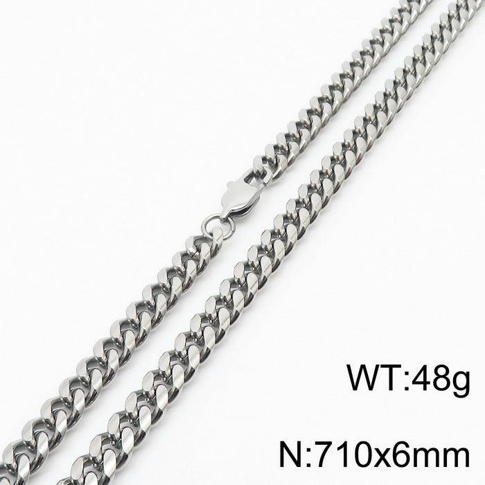 5/6/8mm Polished Miami Cuban Chain Necklace with Lobster Clap - kalen