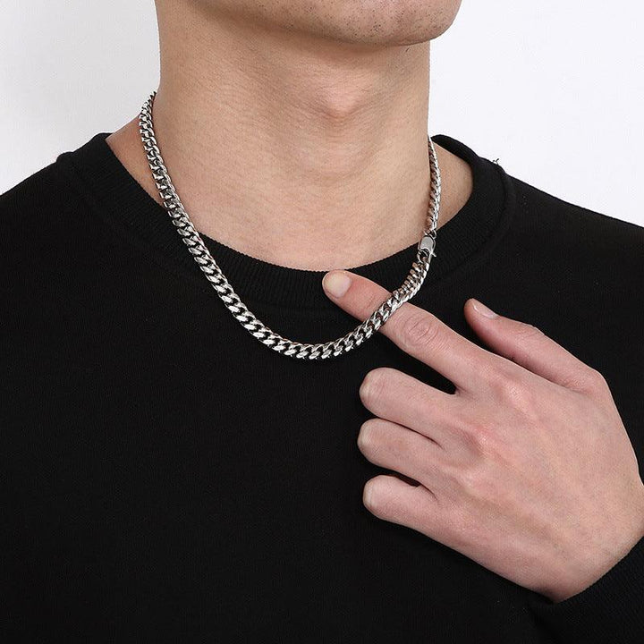 5/6/8mm Polished Miami Cuban Chain Necklace with Lobster Clap - kalen