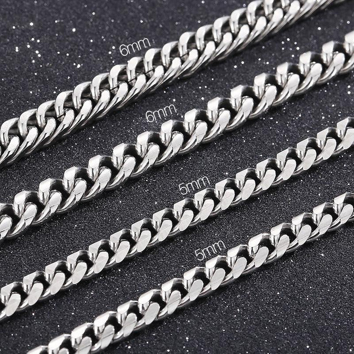 5/6mm Polished Miami Cuban Link Chain Bracelet Necklace With OT Clap - kalen