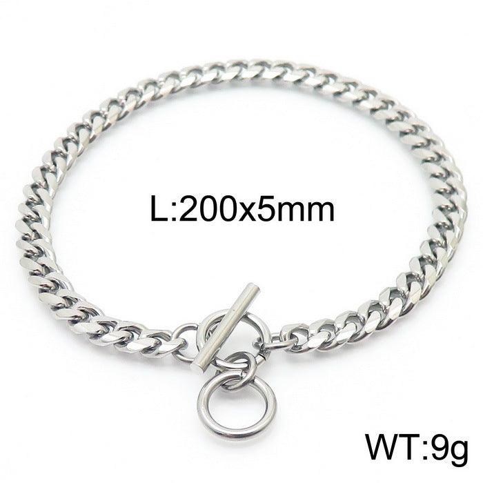 5/6mm Polished Miami Cuban Link Chain Bracelet Necklace With OT Clap - kalen