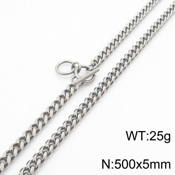 5/6mm Polished Miami Cuban Link Chain Bracelet Necklace With OT Clap - kalen