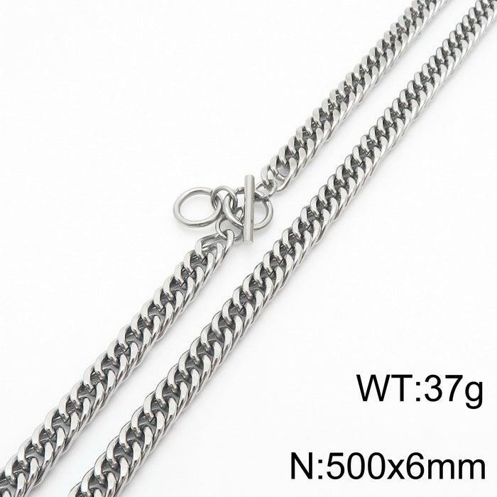 5/6mm Polished Miami Cuban Link Chain Bracelet Necklace With OT Clap - kalen