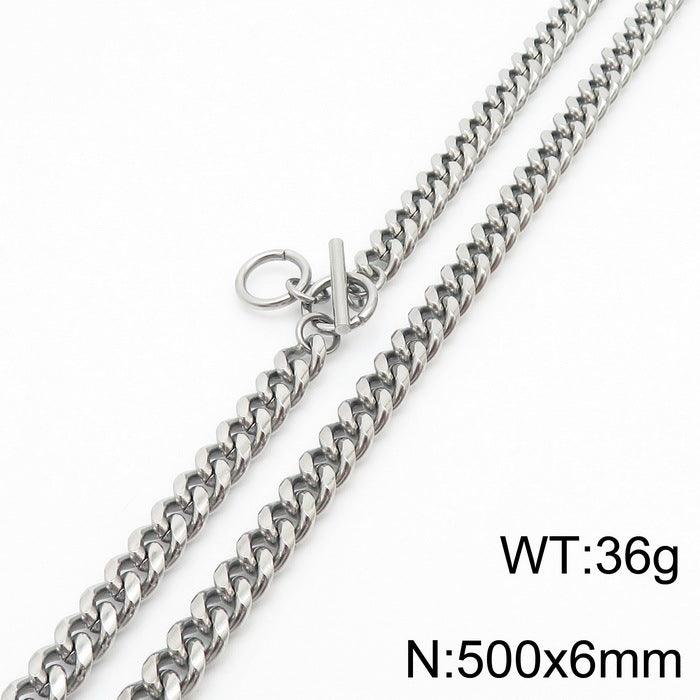 5/6mm Polished Miami Cuban Link Chain Bracelet Necklace With OT Clap - kalen