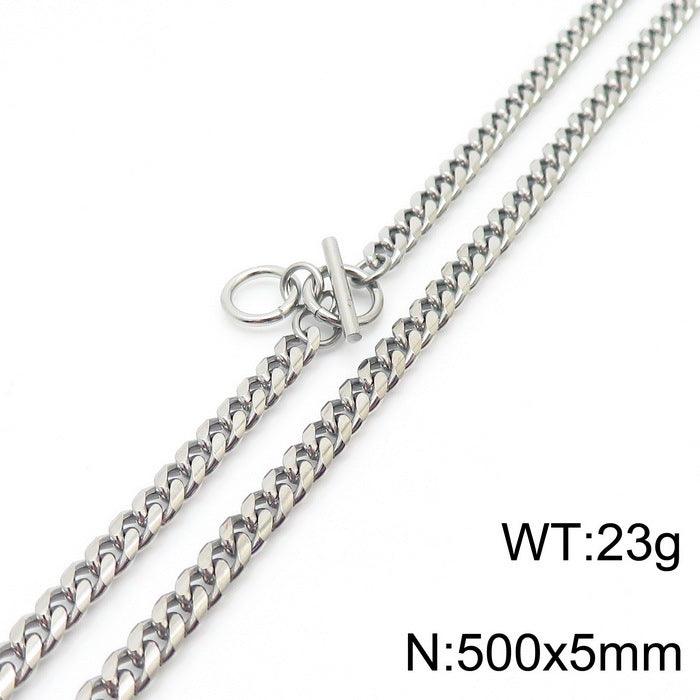 5/6mm Polished Miami Cuban Link Chain Bracelet Necklace With OT Clap - kalen