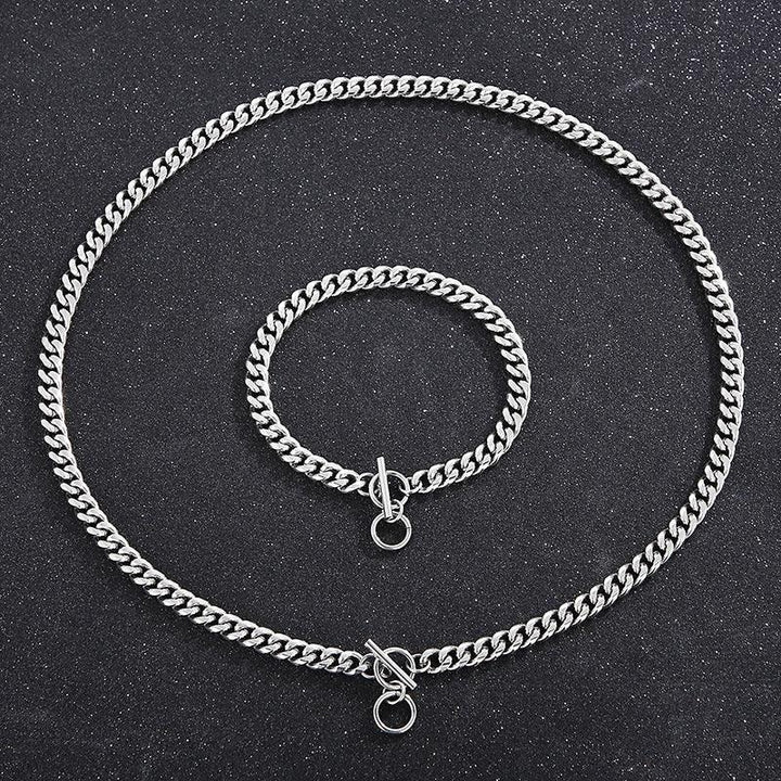 5/6mm Polished Miami Cuban Link Chain Bracelet Necklace With OT Clap - kalen