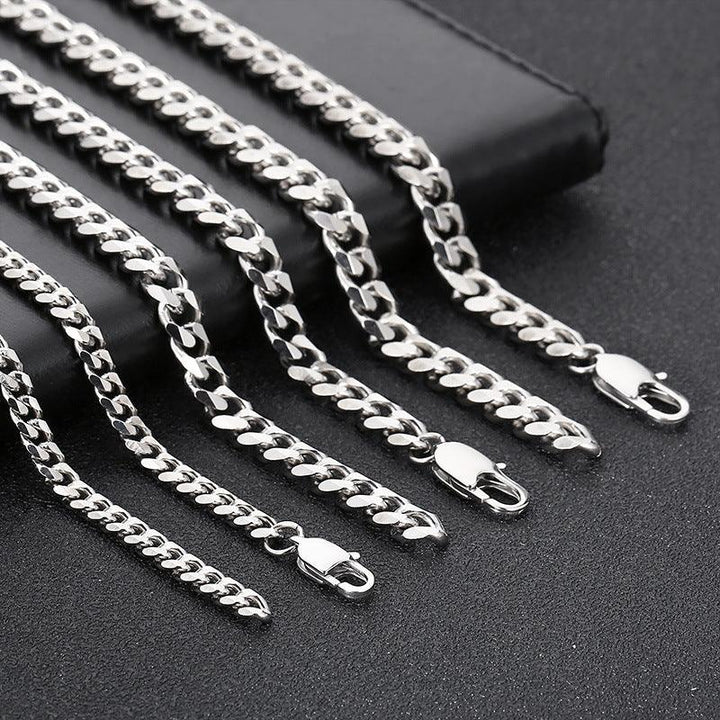 5/7/8mm Polished 6-Side Cut Curb Cuban Chain Necklace with Lobster Clap - kalen