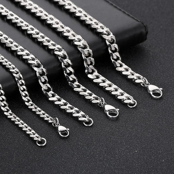 5/7/8mm Polished 6-Side Cut Curb Cuban Chain Necklace with Lobster Clap - kalen