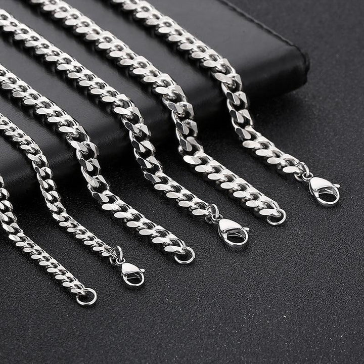 5/7/8mm Polished 6-Side Cut Curb Cuban Chain Necklace with Lobster Clap - kalen