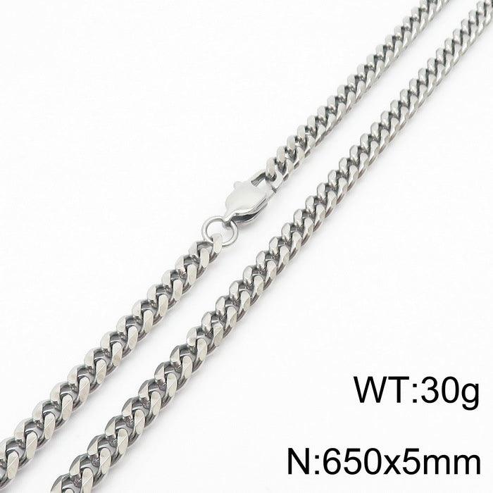 5/7/8mm Polished 6-Side Cut Curb Cuban Chain Necklace with Lobster Clap - kalen