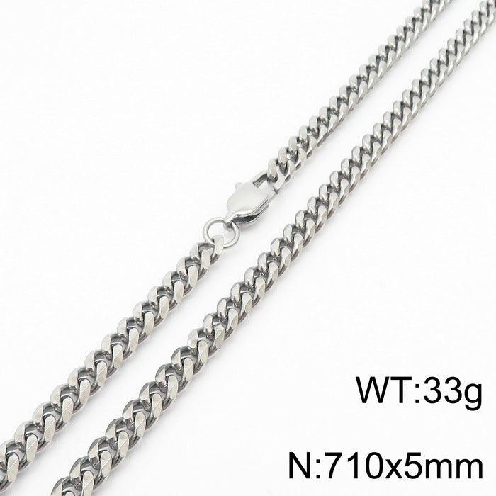 5/7/8mm Polished 6-Side Cut Curb Cuban Chain Necklace with Lobster Clap - kalen