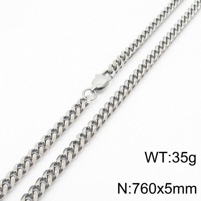 5/7/8mm Polished 6-Side Cut Curb Cuban Chain Necklace with Lobster Clap - kalen