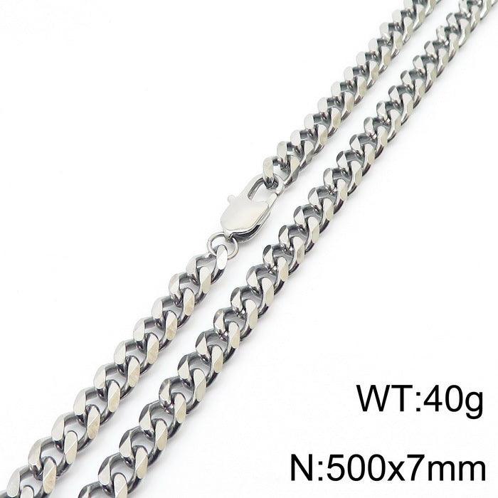 5/7/8mm Polished 6-Side Cut Curb Cuban Chain Necklace with Lobster Clap - kalen