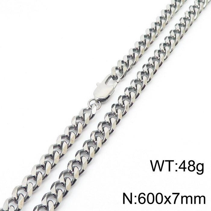 5/7/8mm Polished 6-Side Cut Curb Cuban Chain Necklace with Lobster Clap - kalen