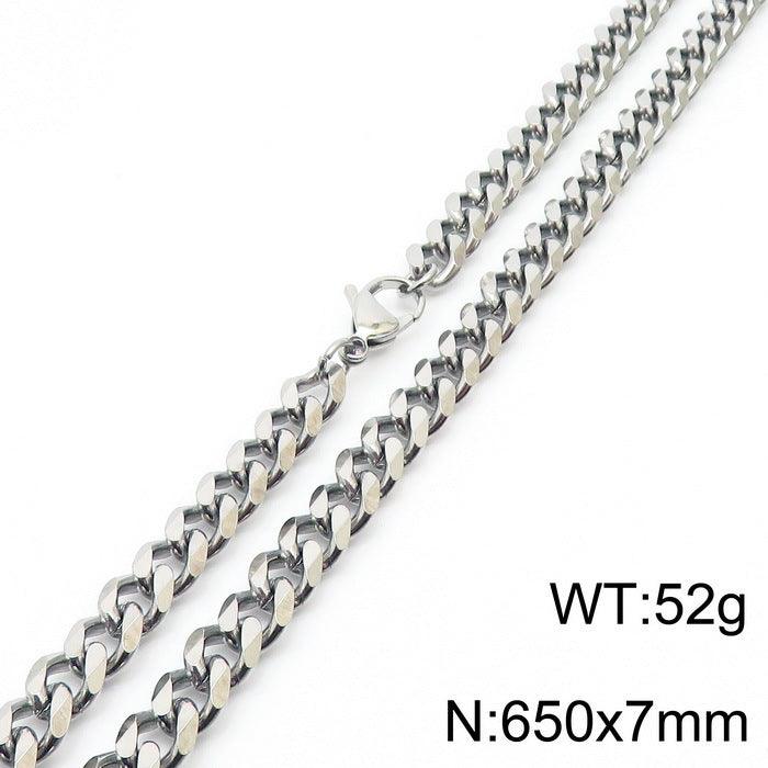 5/7/8mm Polished 6-Side Cut Curb Cuban Chain Necklace with Lobster Clap - kalen