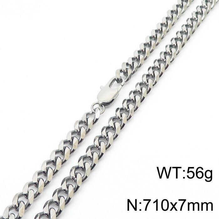 5/7/8mm Polished 6-Side Cut Curb Cuban Chain Necklace with Lobster Clap - kalen