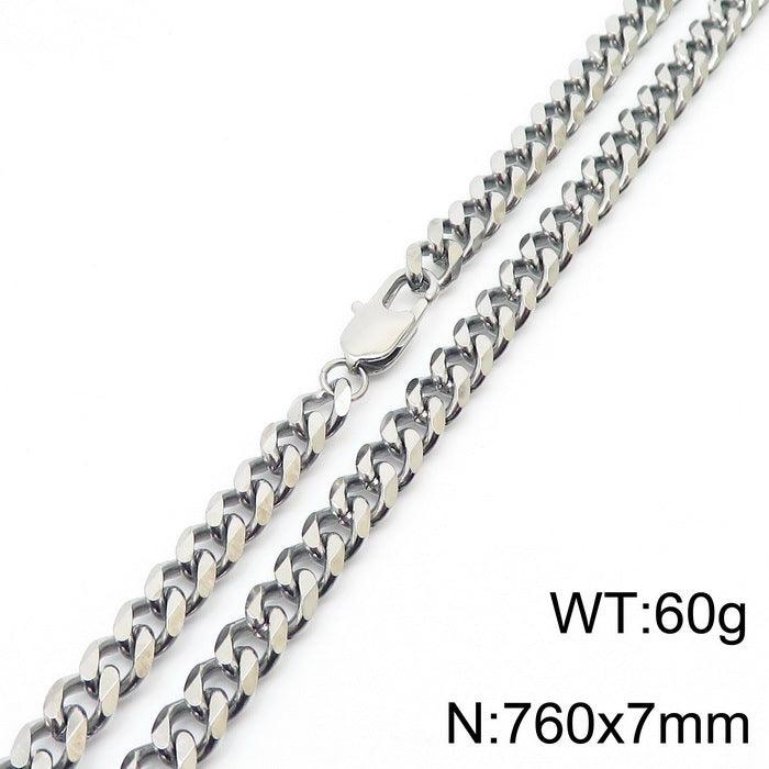 5/7/8mm Polished 6-Side Cut Curb Cuban Chain Necklace with Lobster Clap - kalen