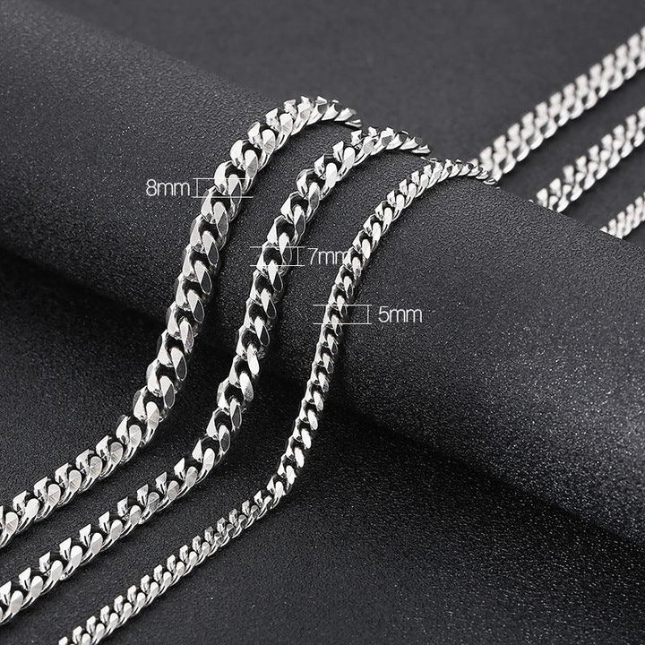 5/7/8mm Polished 6-Side Cut Curb Cuban Chain Necklace with Lobster Clap - kalen