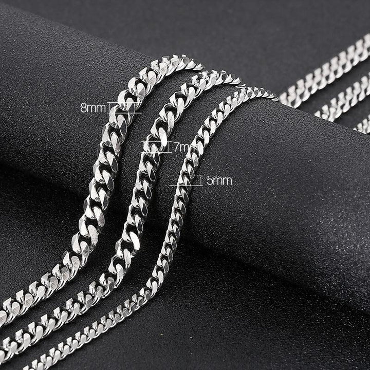 5/7/8mm Polished 6-Side Cut Curb Cuban Chain Necklace with Lobster Clap - kalen