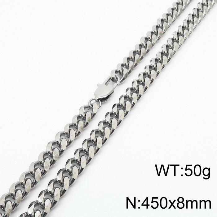 5/7/8mm Polished 6-Side Cut Curb Cuban Chain Necklace with Lobster Clap - kalen