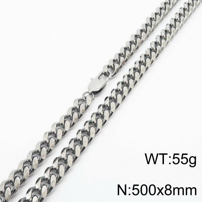 5/7/8mm Polished 6-Side Cut Curb Cuban Chain Necklace with Lobster Clap - kalen