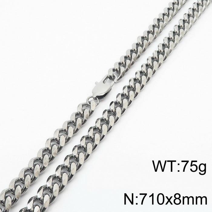 5/7/8mm Polished 6-Side Cut Curb Cuban Chain Necklace with Lobster Clap - kalen