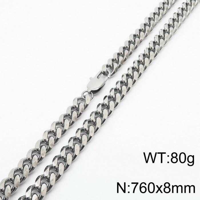 5/7/8mm Polished 6-Side Cut Curb Cuban Chain Necklace with Lobster Clap - kalen