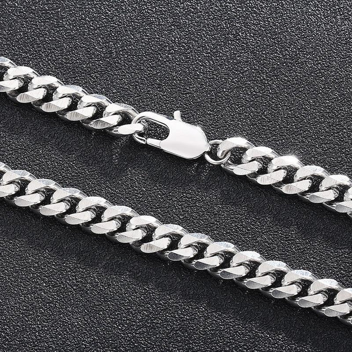 5/7/8mm Polished 6-Side Cut Curb Cuban Chain Necklace with Lobster Clap - kalen