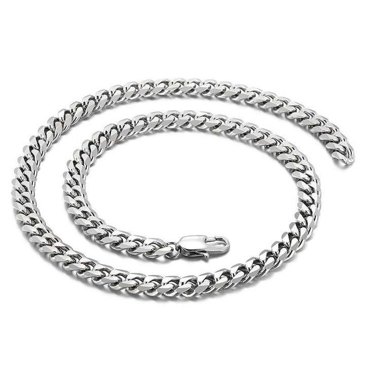 5/7/8mm Polished 6-Side Cut Curb Cuban Chain Necklace with Lobster Clap - kalen