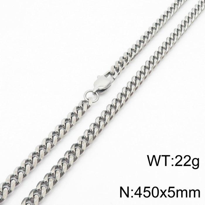 5/7/8mm Polished 6-Side Cut Curb Cuban Chain Necklace with Lobster Clap - kalen