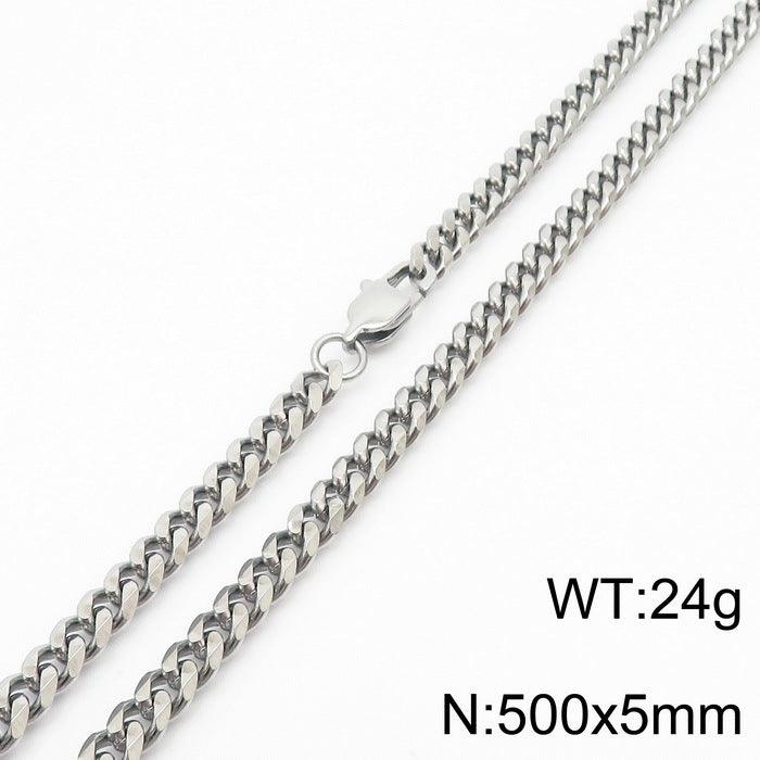 5/7/8mm Polished 6-Side Cut Curb Cuban Chain Necklace with Lobster Clap - kalen