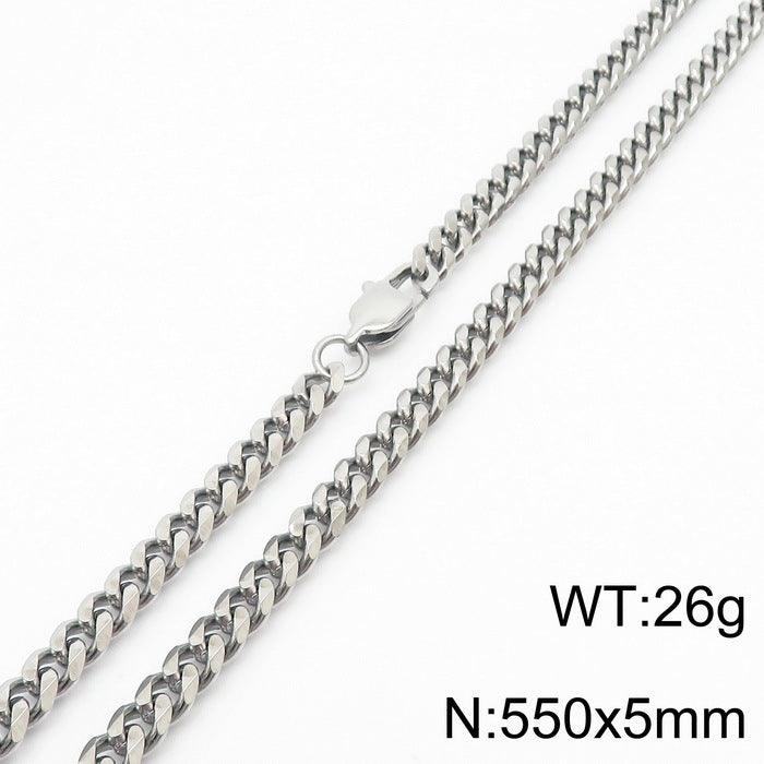 5/7/8mm Polished 6-Side Cut Curb Cuban Chain Necklace with Lobster Clap - kalen