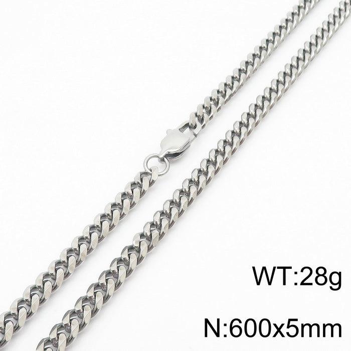 5/7/8mm Polished 6-Side Cut Curb Cuban Chain Necklace with Lobster Clap - kalen