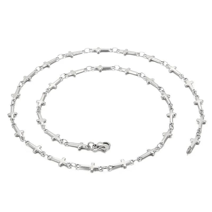 5mm Cross Link Chain Necklace for Women Stainless Steel - kalen