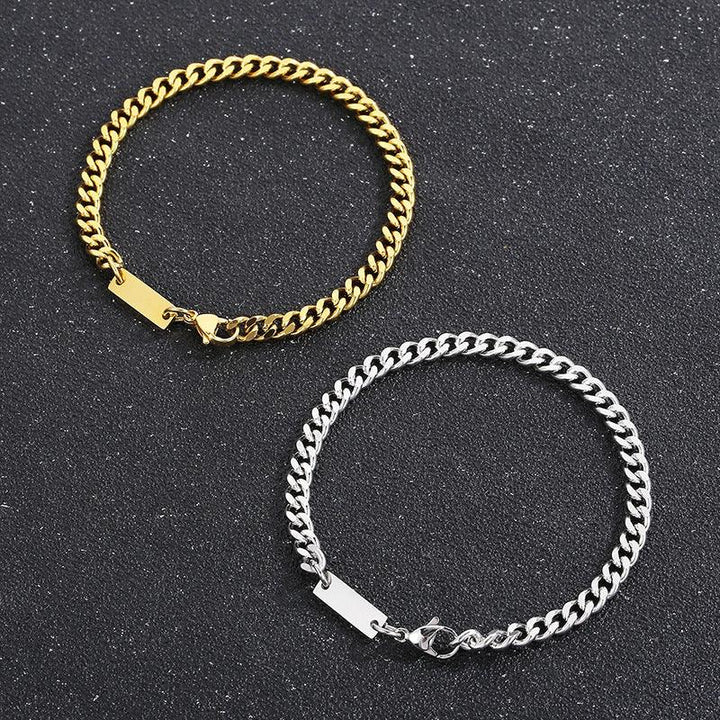 5mm Cuban Link Chain ID Bracelet Necklace With Lobster Clap - kalen