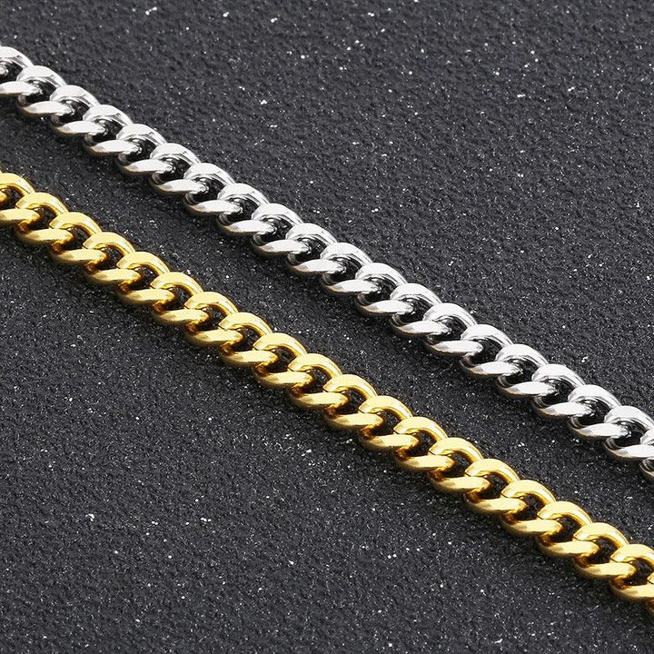 5mm Cuban Link Chain ID Bracelet Necklace With Lobster Clap - kalen