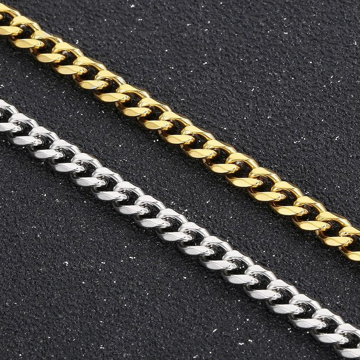 5mm Polished 6-Side Cut Curb Cuban Chain ID Bracelet Necklace with Lobster Clap - kalen