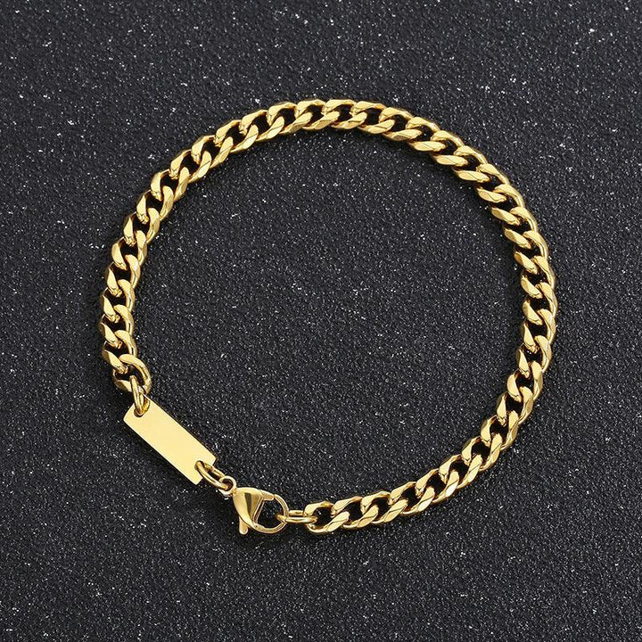 5mm Polished 6-Side Cut Curb Cuban Chain ID Bracelet Necklace with Lobster Clap - kalen