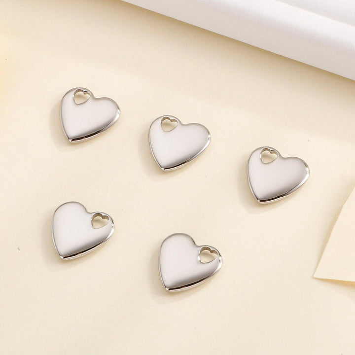 5pcs/lot 18*18mm Stainless Steel Heart 4 Color Cute For Necklace Pendant Charms DIY Jewelry Making Accessories Wholesale.