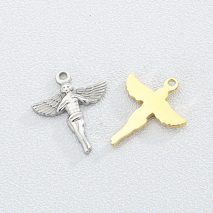 5pcs/Lot Charms Angel Fairy 25x20mm Stainless Steel Silver Gold Color Pendants Jewelry Making DIY Angel Charms Handmade Craft.