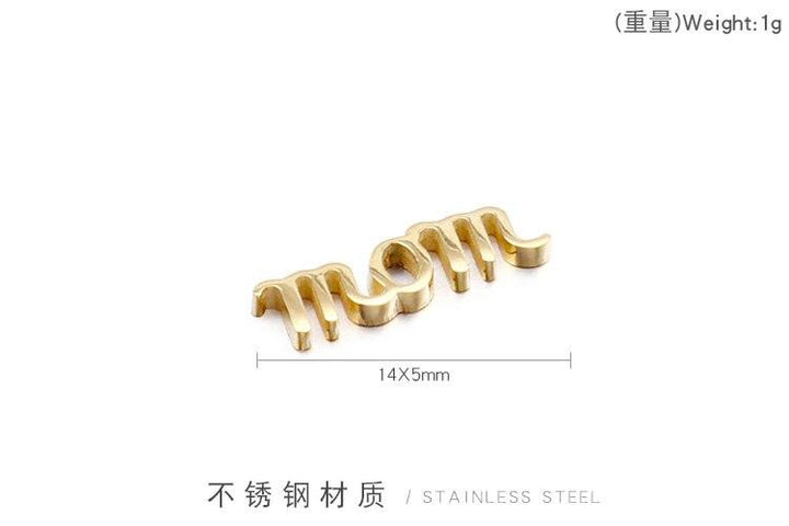 5pcs/Lot Stainless Steel Mom DIY Charms S Gold Color.