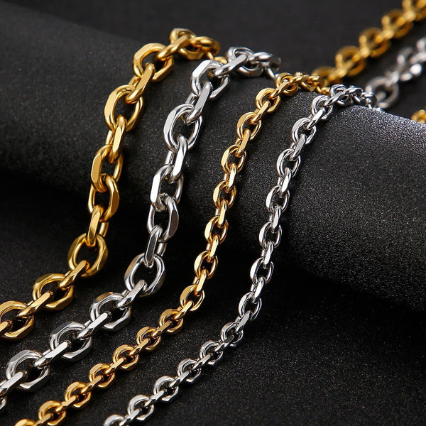 Kalen Gold/Silver Color O-Chain Geometric Stitching Necklace Men's Stainless Steel Jewelry Wholesale.