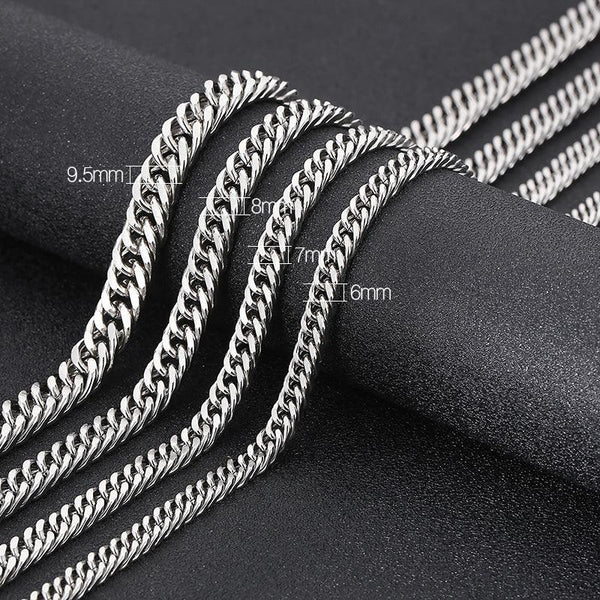 6/7/8/9.5 Stainless Steel Cuban Link Chain Necklaces - kalen