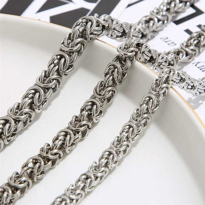 6/7/8mm 316L Stainless Steel Round Byzantine Chain Necklace For Men - kalen