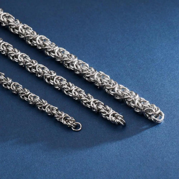 6/7/8mm 316L Stainless Steel Round Byzantine Chain Necklace For Men - kalen