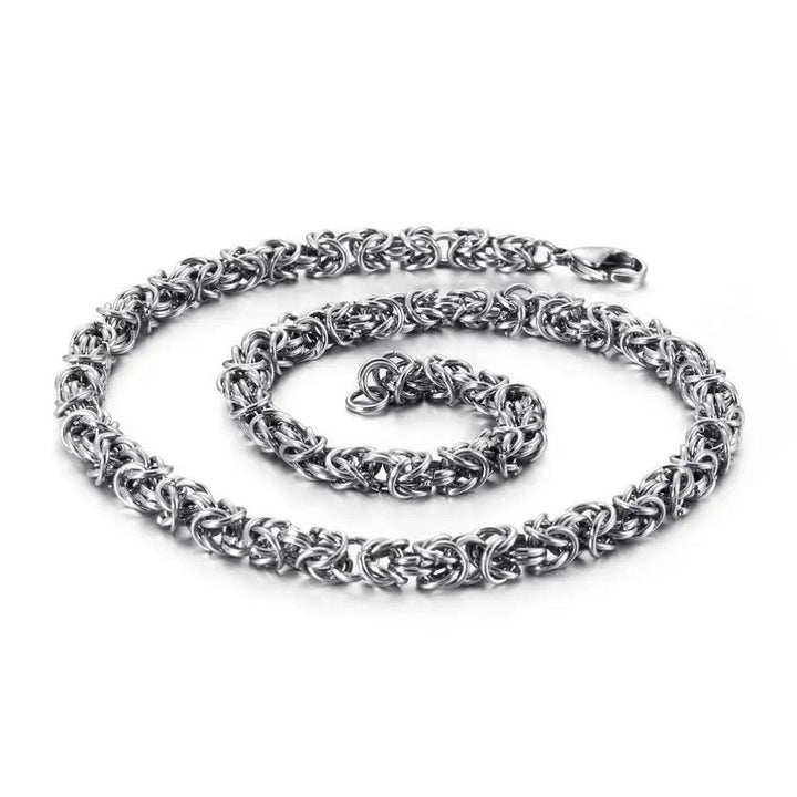 6/7/8mm 316L Stainless Steel Round Byzantine Chain Necklace For Men - kalen