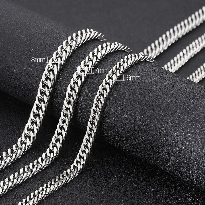 6/7/8mm Polished Miami Cuban Link Chain Necklace With Lobster Clap - kalen