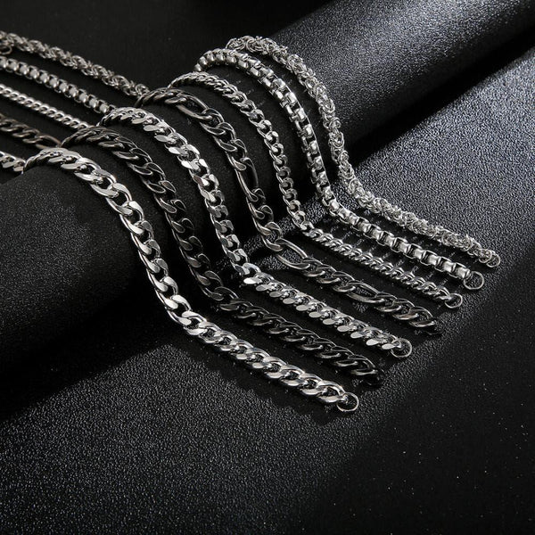Kalen O-shaped Chain Link Wholesale Simple Retro Style Men's Stainless Steel Delicate Necklace Jewelry.