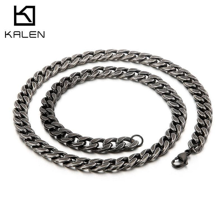 Kalen O-shaped Chain Link Wholesale Simple Retro Style Men's Stainless Steel Delicate Necklace Jewelry.