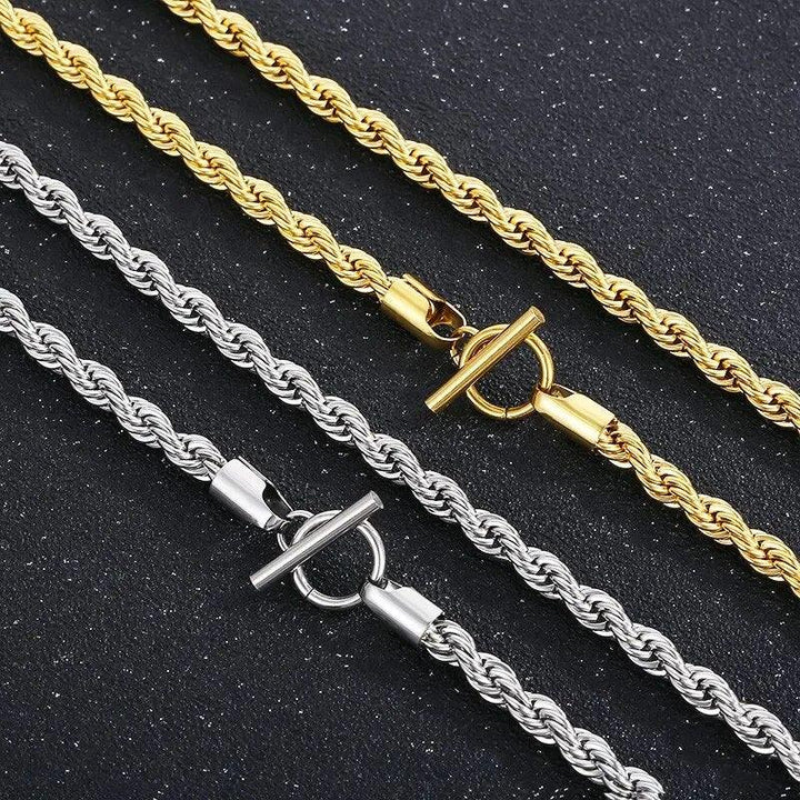 6/7MM Twisted Rope Chain Necklace With OT Clasp - kalen