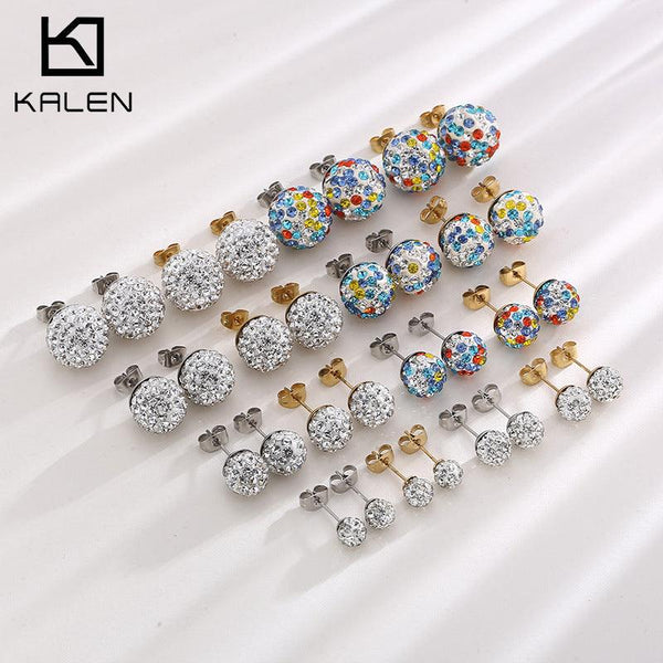 6/8/10/12/14mm Clay Zircon Ball Stub Earrings - kalen